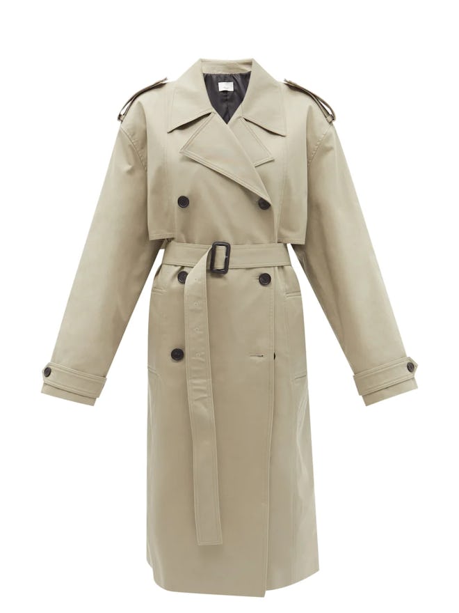 This khaki trench coat from The Frankie Shop is a basic spring/summer wardrobe staple.