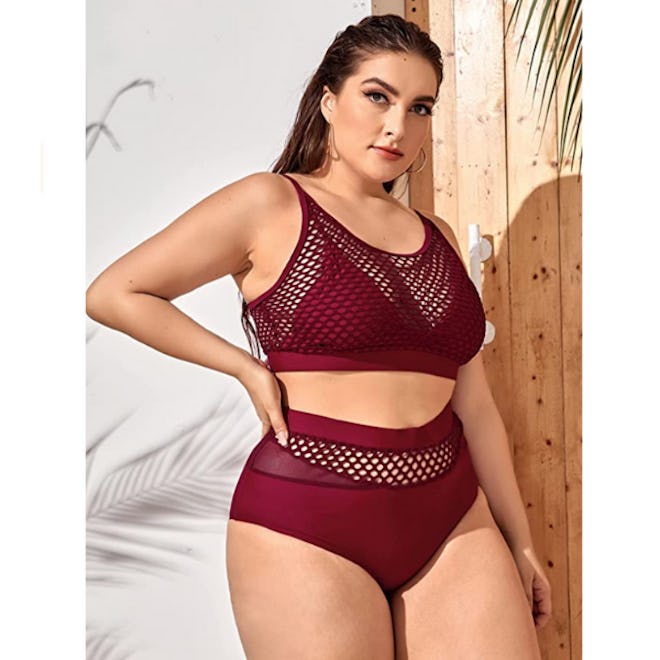 Floerns Fishnet High Waist Bikini