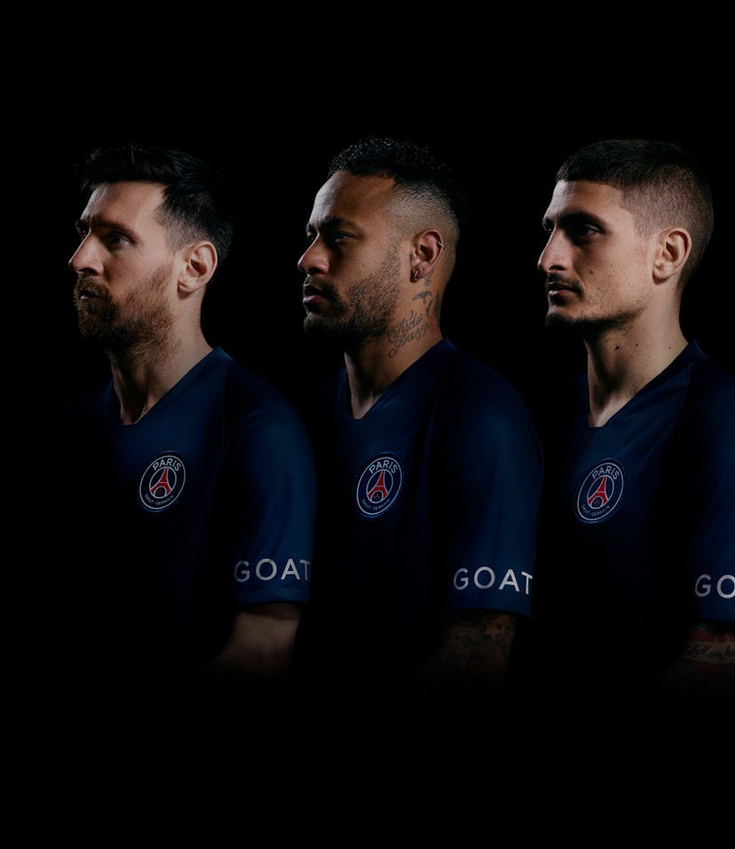 GOAT x PSG official sleeve partner mockup jersey