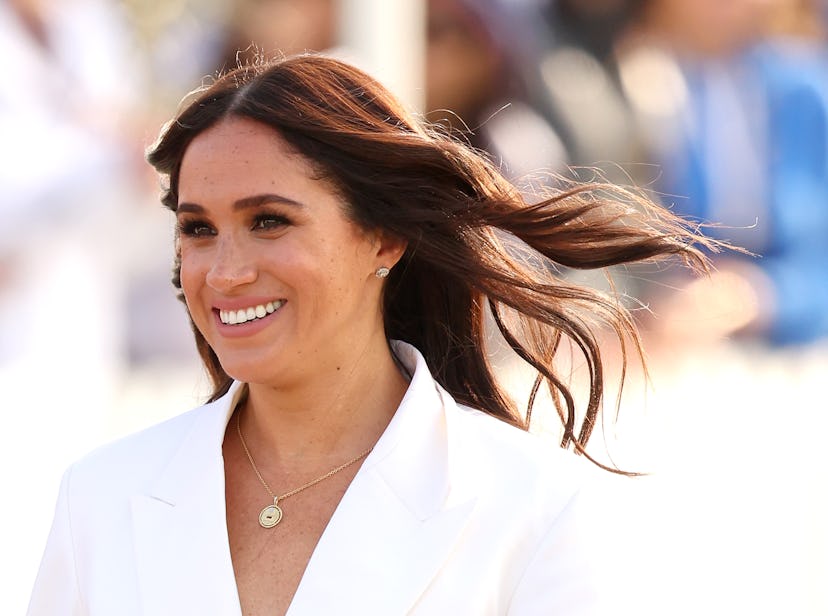Meghan Markle in a white suit