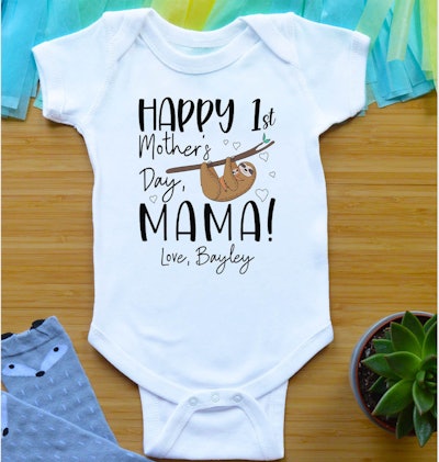 First Mother's Day Baby Outfit Sloth
