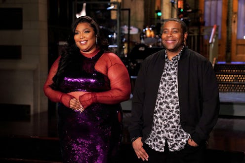 'Saturday Night Live' host & musical guest Lizzo with Kenan Thompson during promos in Studio 8H on T...