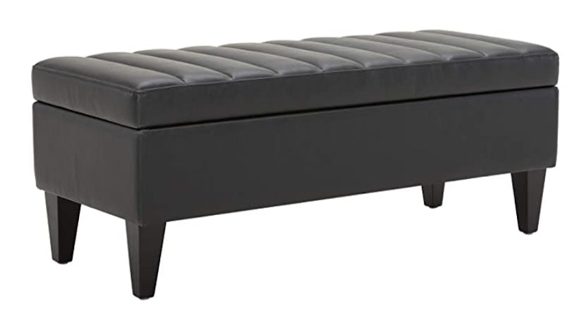 Rivet Channel-Tufted Storage Ottoman 