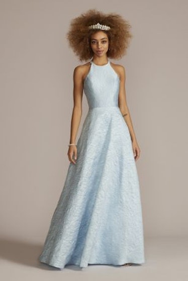 Jules and Cleo Brocade Halter Ball Gown