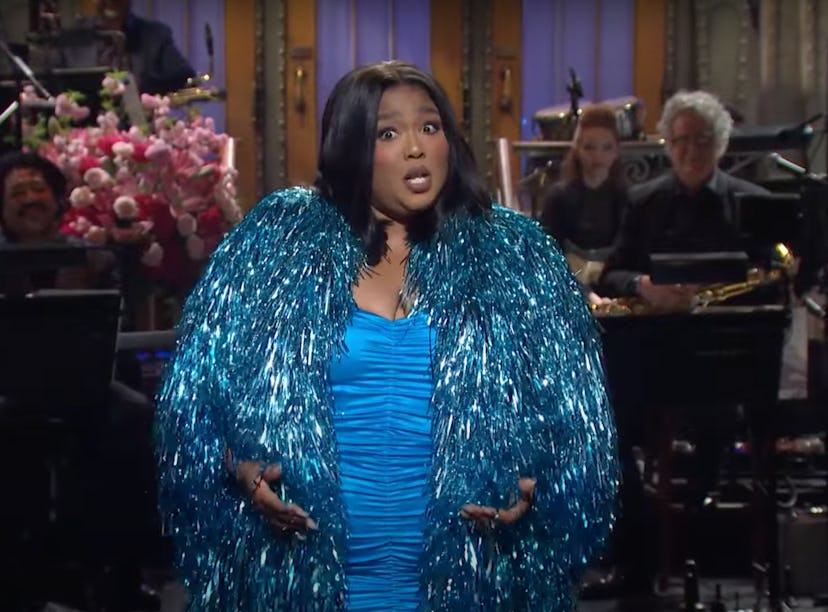 Lizzo's 'SNL' monologue joked about Chris Evans pregnancy rumors.