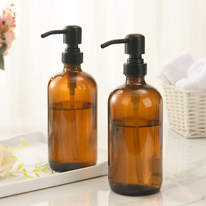 AmazerBath Amber Glass Soap Dispensers (Set of 2)