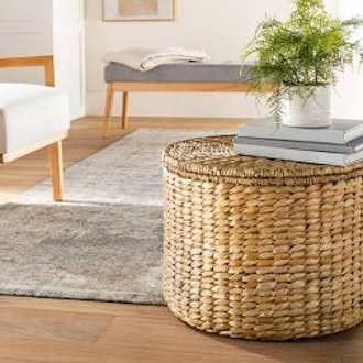 Natural woven storage ottoman for decor and maximizing space