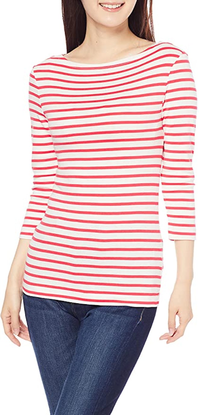 Amazon Essentials  3/4 Sleeve Solid Boat Neck T-Shirt
