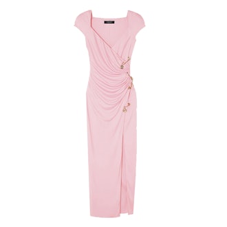 Versace Pink Medusa Safety Pin Long Dress
