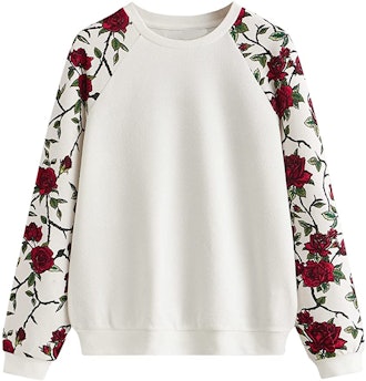 Romwe Floral Print Sweatshirt