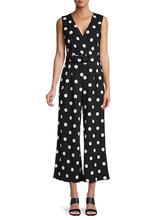 This polka dot jumpsuit from KARL LAGERFELD is a Whitney Port-approved everyday look.