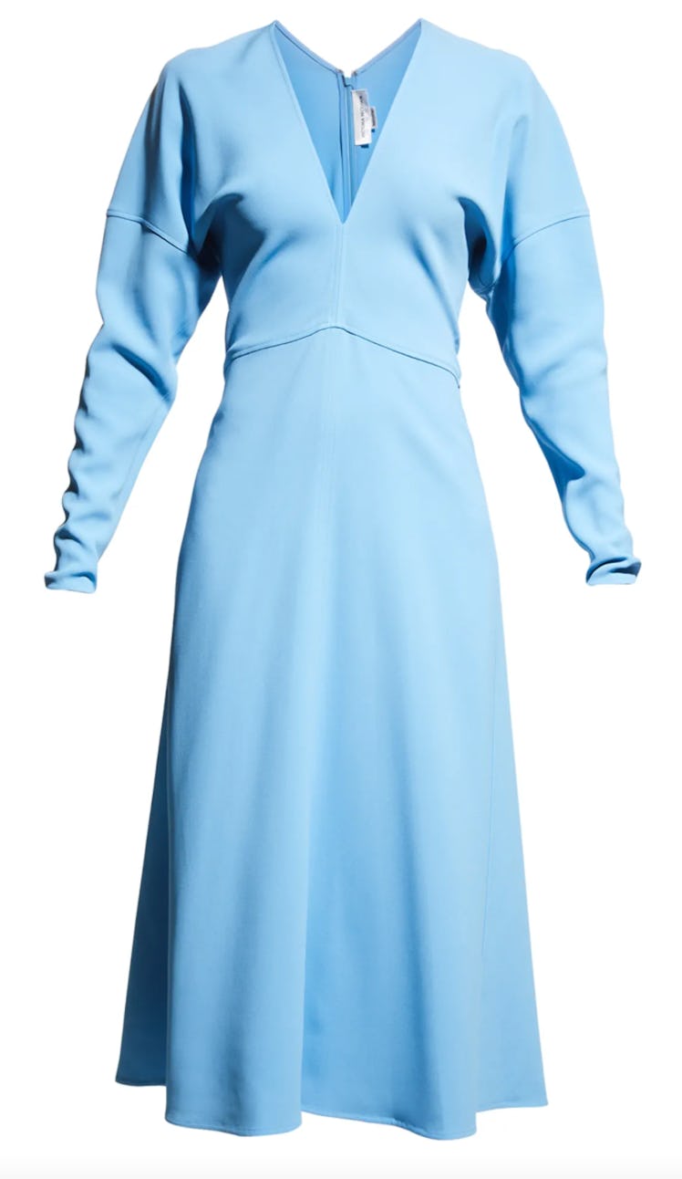 V-Neck Dolman Sleeve Midi Dress