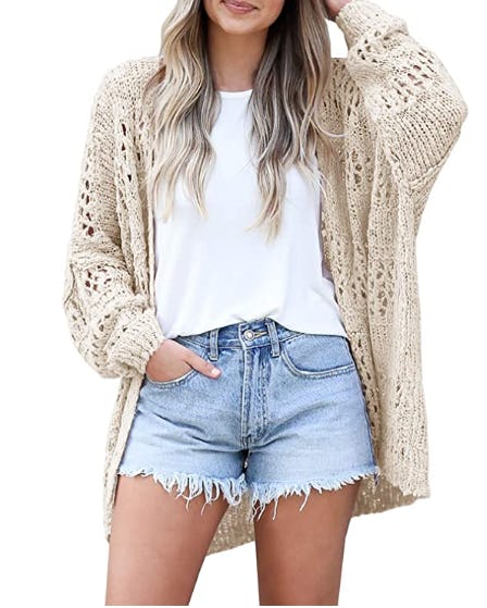 Ermonn Womens Crochet Cardigan Sweater