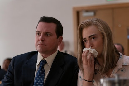 Joseph Cataldo (Michael Mosley) and Michelle (Elle Fanning) as Michelle Carter's hearing is being re...