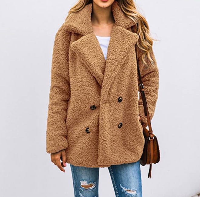 PRETTYGARDEN Zip Up Faux Shearling Jacket