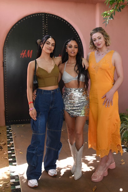 Camila Mendes, Vanessa Morgan, and Lili Reinhart at H&M's Hotel Hennes during Coachella 2022.