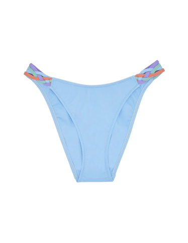 swimwear trends 2022 woven details braided pastel blue bikini bottom  