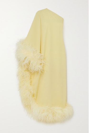 Snag this feather-trimmed maxi dress from Taller Marmo for a Nicole Kidman-inspired look.