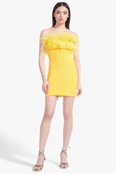 Staud feather yellow dress