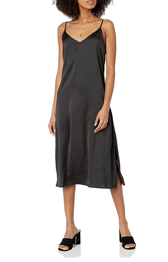 The Drop Ana Silky V-Neck Midi Slip Dress