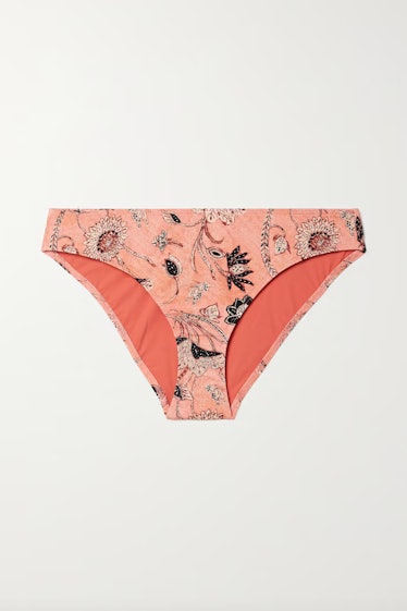 swimwear trends 2022 bold ruffles pink floral print bikini bottoms  