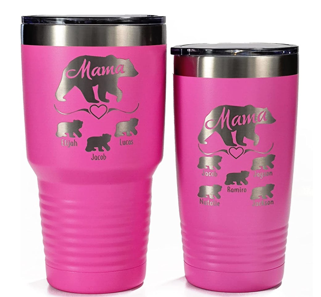 Mama Bear tumbler with custom children&rsquo;s names