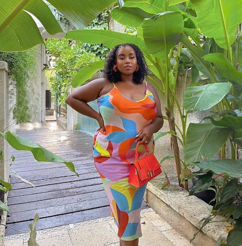 lauren wearing a slip dress