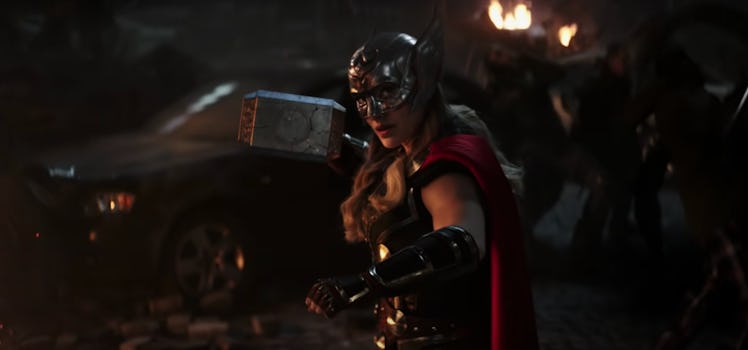 Jane Foster (Natalie Portman) wields Mjolnir in Marvel’s Thor: Love and Thunder