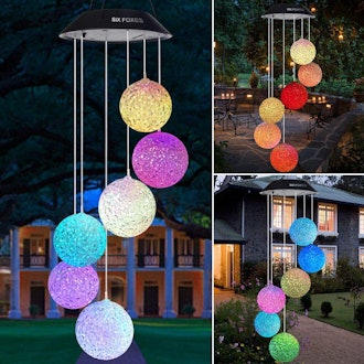 SIX FOXES LIT Solar Crystal Ball Wind Chime