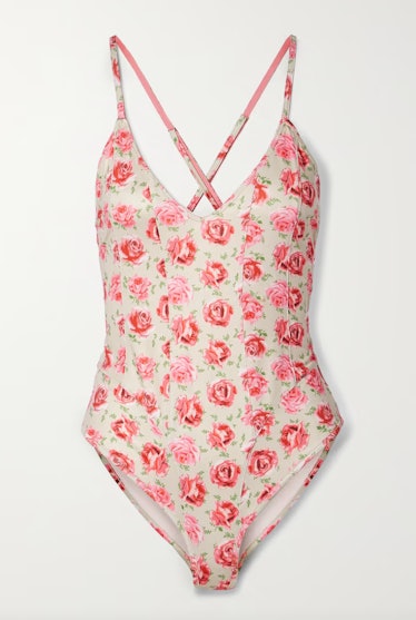 swimwear trends 2022 retro floral rose print one piece