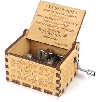 Engraved message music box for mom