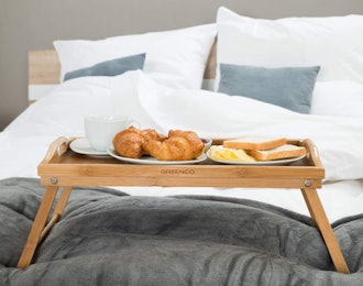 Greenco Bed Tray Table with Foldable Legs