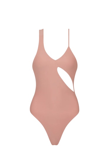 swimwear trends 2022 pastel dusty pink cutout one piece  