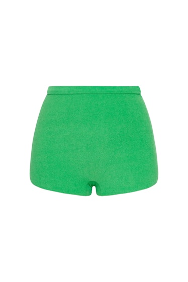 swimwear trends 2022 terry cloth green bikini shorts 