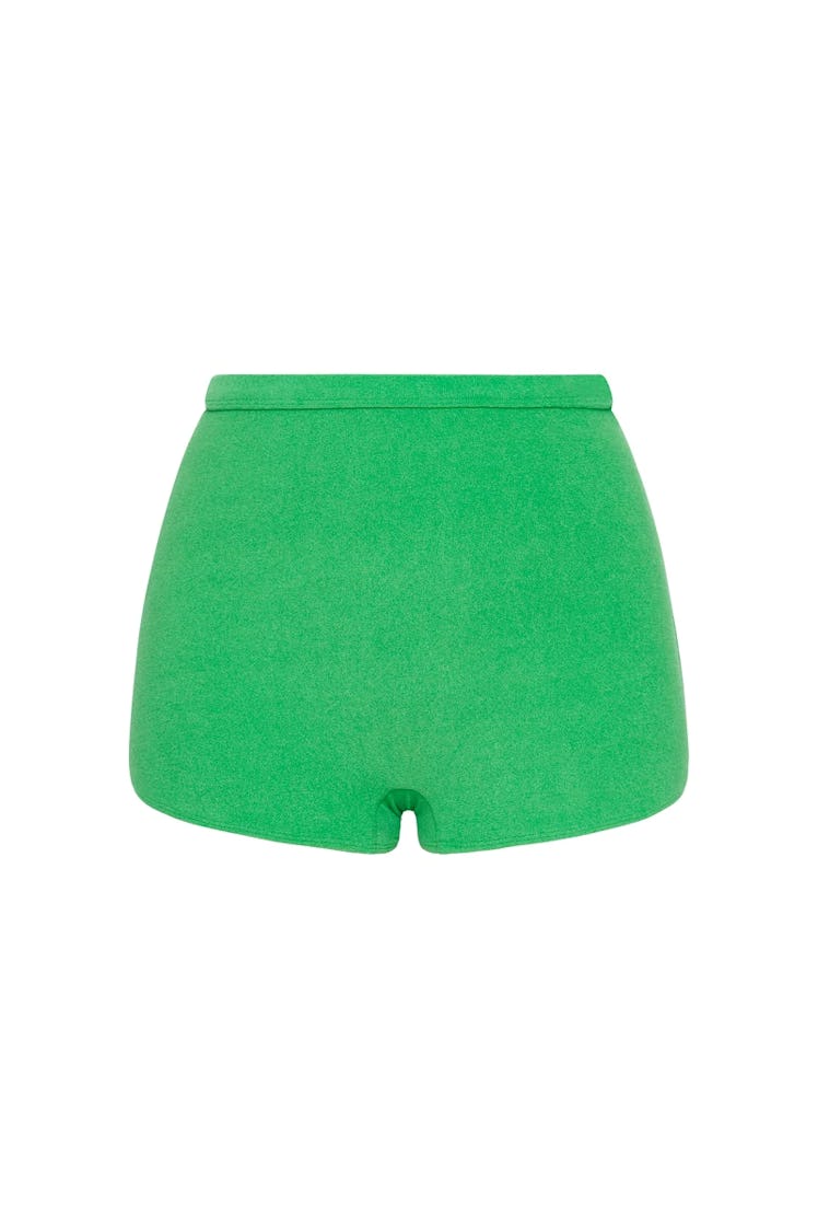 swimwear trends 2022 terry cloth green bikini shorts 