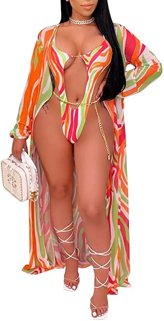 Women's Printed 2 Pieces Bathing Suits with Cover Up 