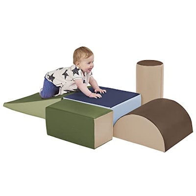 Want a toy to help your 9-month-old work on physical milestones? A foam obstacle course like this ca...