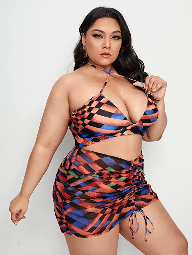 Romwe Women&rsquo;s Plus Size 3 Piece Bikini Set