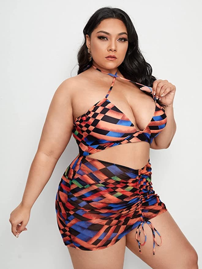 Romwe Women’s Plus Size 3 Piece Bikini Set