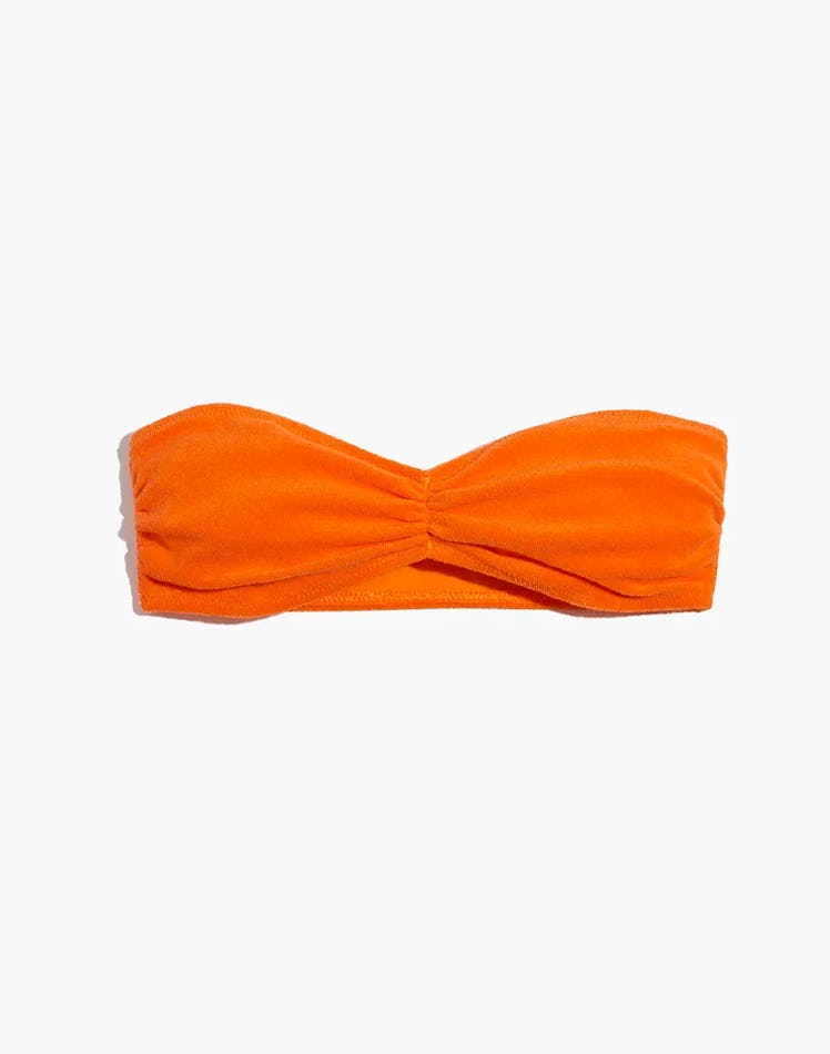 swimwear trends 2022 terry orange bandeau bikini top