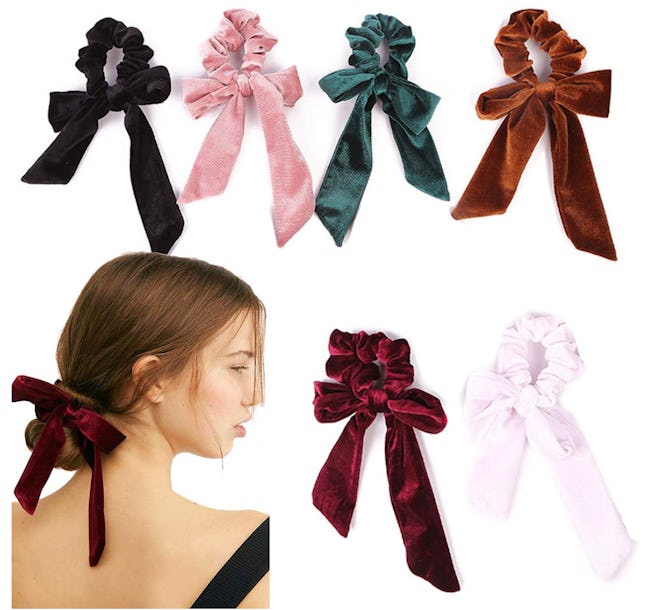 Aileam Velvet Bow Hair Scrunchies (6-Piece)