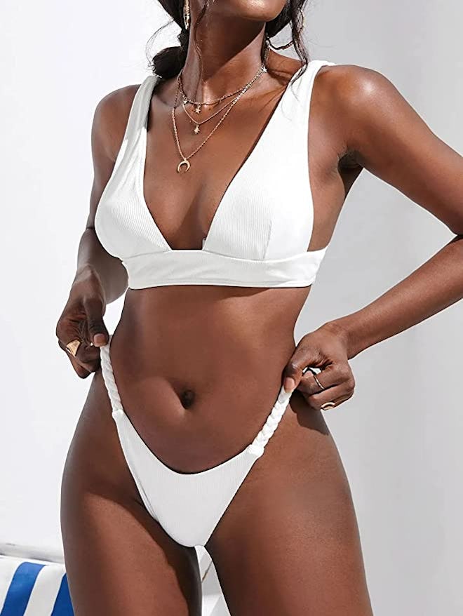 ZAFUL Women's Textured Tie String Bikini