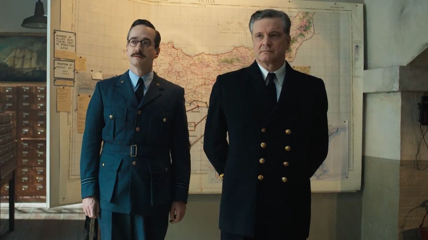 Matthew Macfadyen as Charles Cholmondeley and Colin Firth as Ewen Montagu in &lsquo;Operation Mincemeat&rsquo;