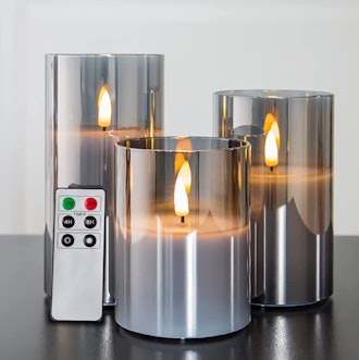 Eywamage Gray Glass Flameless Candles 