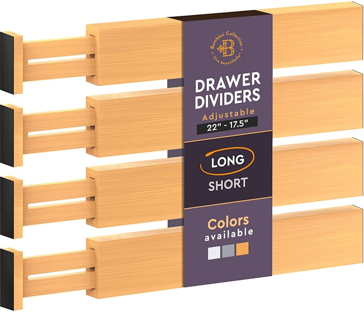 Bambüsi Adjustable Bamboo Drawer Dividers (4-Pack) 