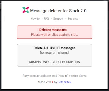How to delete chat on slack