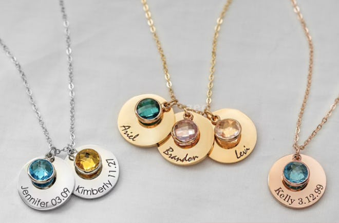 geopersonalized Birthstone Grandkid Necklace is a great Mother's Day gift for grandma