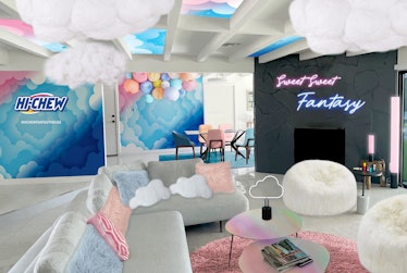 The HI-CHEW Fantasy House giveaway in Palm Springs has pastel home decor. 