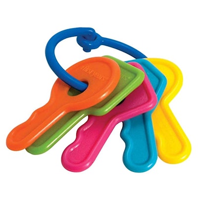 This simple key toy for 9-month-olds is colorful and lightweight.