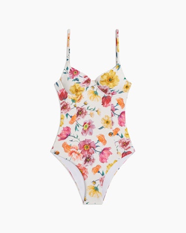 swimwear trends 2022 retro floral white one piece